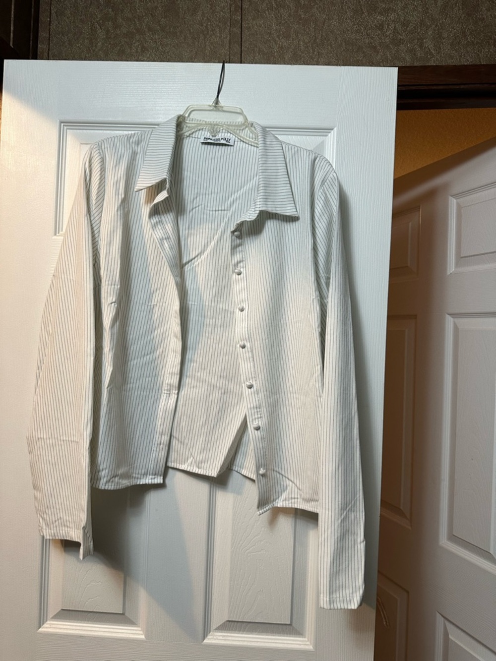 Princess Polly White Pinstripe Button-Up Blouse